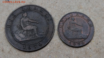 Испания 1 и 2 сентимо 1870 ФИКС до 24.07 - IMAG7666~2