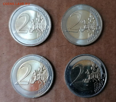 2 Евро 4 юбилейных монеты до 26.07.20 22.00 - Италия, Словакия, Франция, Финляндия аверс