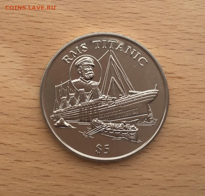 Крона Шайба Либерия 5$ долларов 1998 Титаник корабль - krona_shajba_liberija_5_dollarov_1998_titanik_korabl_flot