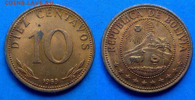 Боливия - 10 сентаво 1969 года до 3.08 - Боливия 10 сентаво, 1969