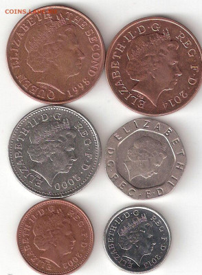 Великобритания: 6 монет разные 06 - BRITISH- 6 монет А 06