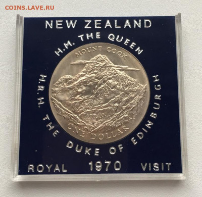 Крона Шайба Новая Зеландия 1$ доллар 1970 Гора Кука коробка - krona_shajba_novaja_zelandija_1_dollar_1970_gora_kuka_v_pamjatnoj_korobke