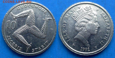 Остров Мэн - 10 пенсов 1992 года до 8.08 - Остров Мэн 10 пенсов, 1992