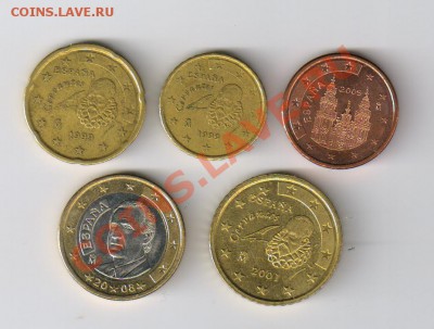ИСПАНИЯ-5 монет до 18.09.2011г 21-00 - ЕВРО-ИСПАНИЯ
