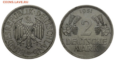 Германия. 2 марки 1951 г. D. До 11.08.20. - DSH_8239.JPG