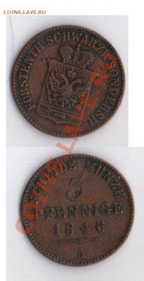 Шварцбург-Зондерхаузен 3 пфеннига 1846 г до 18.09.11 22-00 - z4