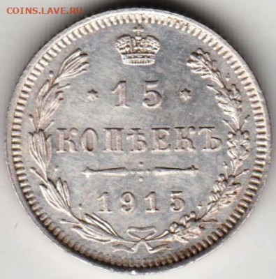 15 копеек 1915 г. В.С. Ag до 16.08.20 г. в 23.00 - 013