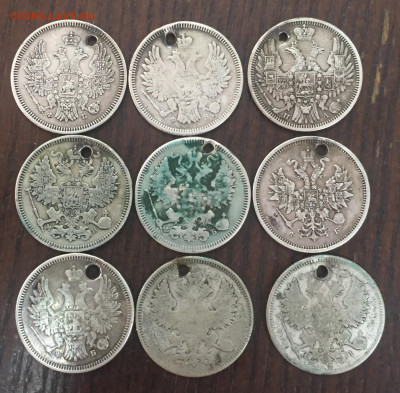 20 копеек 1856-1869г. 9 штук одним лотос. - 1C9DB2A1-8EC5-46FE-B5E5-F74661A36C01