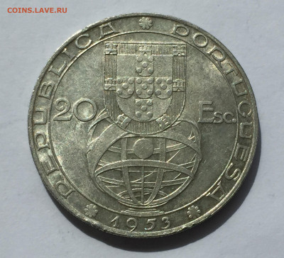 Португалия 20 эскудо, 1953 с 200 серебро 800 проба - IMG_3860.JPG