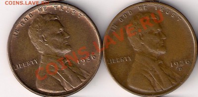 США 1 цент 1936+1936D до 16.9.11 22-00 мск - 1936