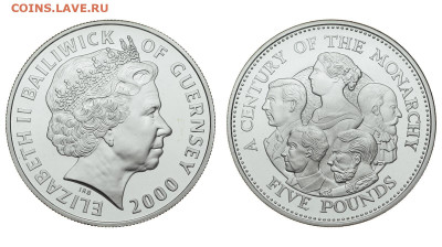 Гернси. 5 фунтов 2000 г. Proof. 100 лет монарх. До 22.08.20. - Р276.JPG