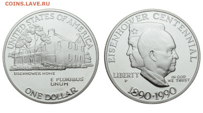 США. 1 доллар 1990 г. Proof. Эйзенхауэр. До 22.08.20. - 01_1.JPG