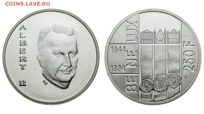 Бельгия. 250 франков 1994 г. Proof. До 22.08.20. - Бельгия_250_франков.JPG
