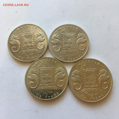 Майотта 1 франк 2017-18гг серия "Динозавры", 4 монеты - image-17-08-20-04-33