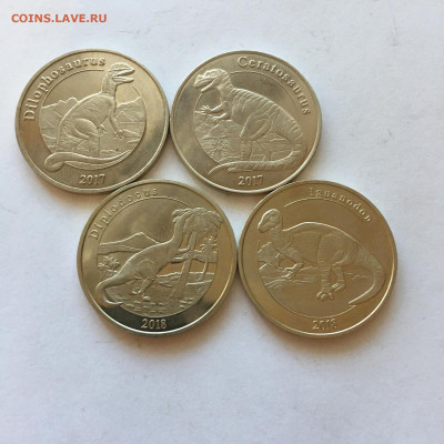 Майотта 1 франк 2017-18гг серия "Динозавры", 4 монеты - image-17-08-20-04-33-1