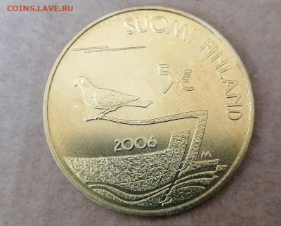 5 Евро Финляндия 150 лет демилит. Аландов до 24.08.20 22.00 - фины 5 евро аланды аверс