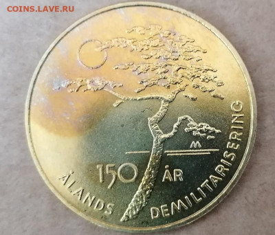 5 Евро Финляндия 150 лет демилит. Аландов до 24.08.20 22.00 - фины 5 евро аланды реверс