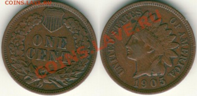 США, 1 цент 1905 - до 21-00мск 15.09 - usa-1c-1905