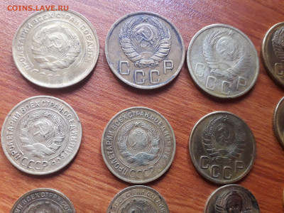 лот монет 1,2,3,5 копеек с 1926 по 1954 год. 12 штук - 20200819_165417