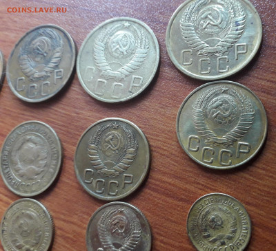 лот монет 1,2,3,5 копеек с 1926 по 1954 год. 12 штук - 20200819_165616