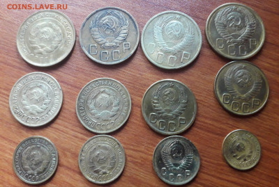 лот монет 1,2,3,5 копеек с 1926 по 1954 год. 12 штук - 20200819_165648