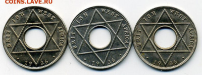 10 пенни 1936г Зап Африка UNC ! Разные 3 монеты. до 24 08 - File0752