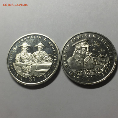Либерия 1995г 1$ "Франклин и Рузвельт", "У.Черчиль" 2 шт - image-19-08-20-10-41-1