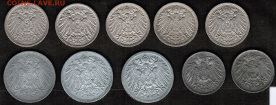 Монеты Германской империи - 10 штук (1908-1921 год) - CCI22082020_00001