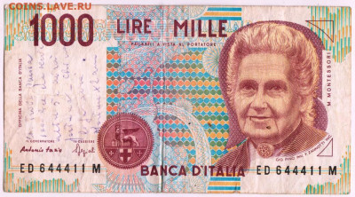 1000 лир 1990 г. Италия до 31.08.20 г. в 23.00 - 013
