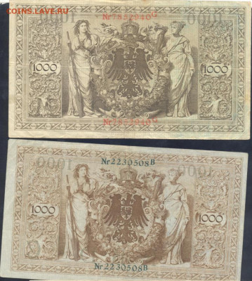 Германия 1000 марок 1910 г. Зелёная печать. 30.08. 20 г. 22 - 1000  м. 1910 3