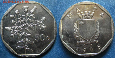 МАЛЬТА 50 центов 1998 г До 03-09 В22-00 мск - мальта 50ц