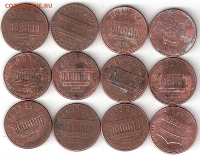 США: 1 цент 12 монет 012 пм - 1 Цент - 12шт А  012 пм