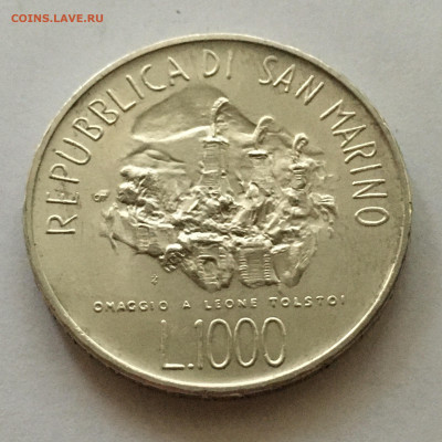 Сан - Марино 1978г 1000 лир "Л.Толстой" - image-07-08-20-07-44