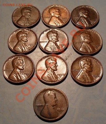 США 1 цент 1950-1958 (9 шт.) + бонус до 21.09.11 23.30 - 4