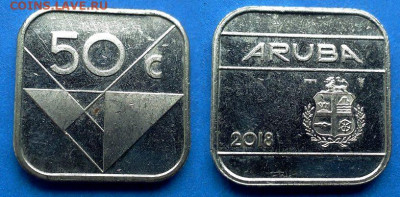 Аруба - 50 центов 2018 года (4-угольник) до 10.09 - Аруба 50 центов, 2018