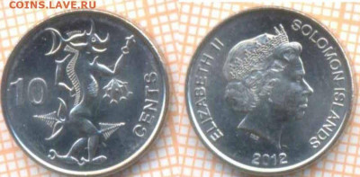 Соломоновы острова 10 центов 2012 г., до  11.09.2020 г. 22.0 - Соломоновы остр 10 центов 2012  7573