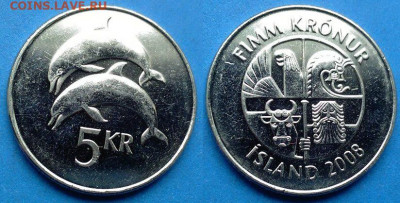 Исландия - 5 крон 2008 года (Фауна) до 13.09 - Исландия 5 крон, 2008