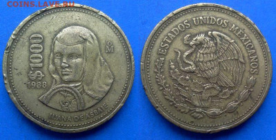 Мексика - 1000 песо 1988 года до 13.09 - Мексика 1000 песо, 1988