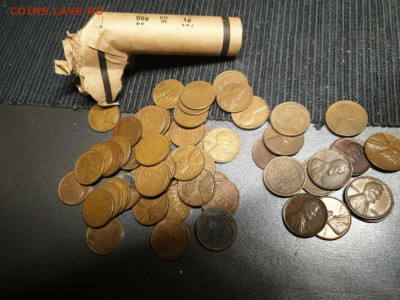 Пшеничные центы 1 цент США Ролл - 50 монет 1909 - 1958 1шт. - pshenichnye_centy_1_cent_ssha_roll_50_monet_1909_1958_gg