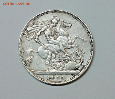 Великобритания 1 крона 1900 Королева Виктория Серебро Крона - velikobritanija_1_krona_1900_koroleva_viktorija_serebro_krona_shajba