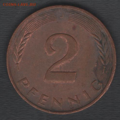 Германия 2 пфеннига 1991 J до 11.09.2020 21.00 мск - Германия 2пф91 J р