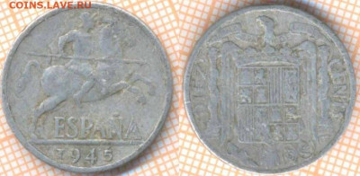 Испания 10 песет 1945 г., до 17.09.2020 г. 22.00 по Москве - Испания 10 песет 1945 1510