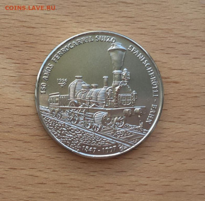 д - krona_shajba_kuba_1_peso_1996_150_let_shvejcarskoj_zheleznoj_doroge_parovoz_poezd_unc_tirazh_4000_sht