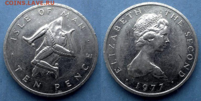 Остров Мэн - 10 пенсов 1977 года (2РМ) до 18.09 - Остров Мэн 10 пенсов, 1977