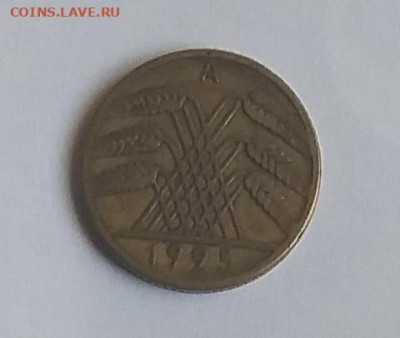 монета Германии 10 рейхспфеннигов 1925 г. (А). -  KM# 40.  - Германия  1925 а 10 рентпфнг а