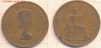 Великобритания 1 пенни 1962 г., до  21.09.2020 г. 22.00 по М - Великобритания пенни 1962 1620