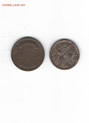 Германия лот из 2 монет, до 22.00 мск. 22.09 - германия 2 пфеннина 1925, 5-1906 1