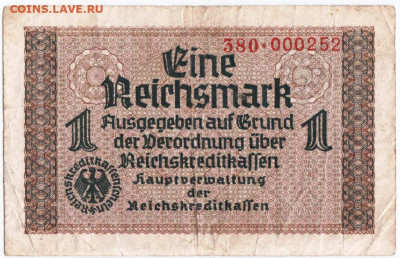 1 рейхсмарка 1940-1945 г. до 22.09.20 г. в 23.00 - 013