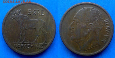 Норвегия - 5 эре 1965 года (Лось) до 22.09 - Норвегия 5 эре, 1965