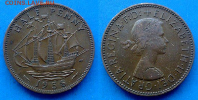 Великобритания - ½ пенни 1958 года (Парусник) до 22.09 - Великобритания 1.2 пенни, 1958
